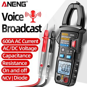 ANENG AT619 Цифровая передача голоса Мультиметр Зажим Профессиональный AC/DC Зажим Измеритель тока Амперметр Зажим Тесте