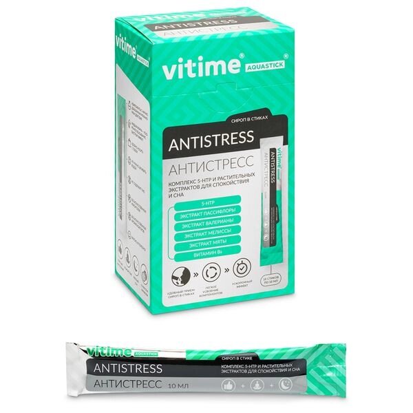 Антистресс ViTime/ВиТайм Aquastick жидкость саше-пакет 10мл 10шт от компании Admi - фото 1