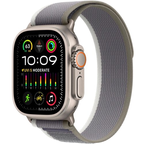 Apple Watch Ultra 2 GPS + Cellular, 49 мм, корпус из титана, ремешок Trail (S/M) цвета green/grey (зеленый/серый)
