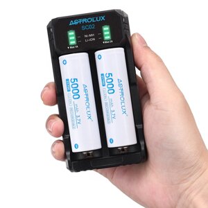 Astrolux SC02 type-C QC 3.0 quick charge USB батарея зарядное устройство два слота для li-ion / IMR / INR / ICR ni-MH N
