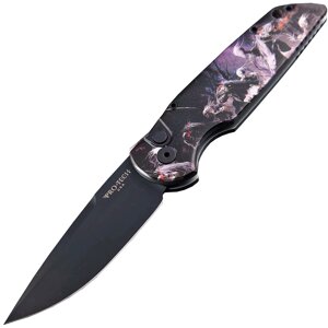 Автоматический складной нож Pro-Tech TR-3 Limited, клинок черный, сталь 154CM, рукоять алюминий, рисунок скелеты всадников