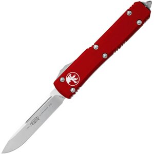Автоматический выкидной нож Microtech Ultratech S/E, сталь CTS-204P, рукоять красный алюминий, сатин клинок