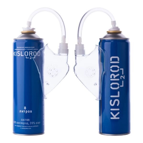 Баллончик медицинский индивидуальный с газовой смесью с маской Кислород K8L-M 8л от компании Admi - фото 1