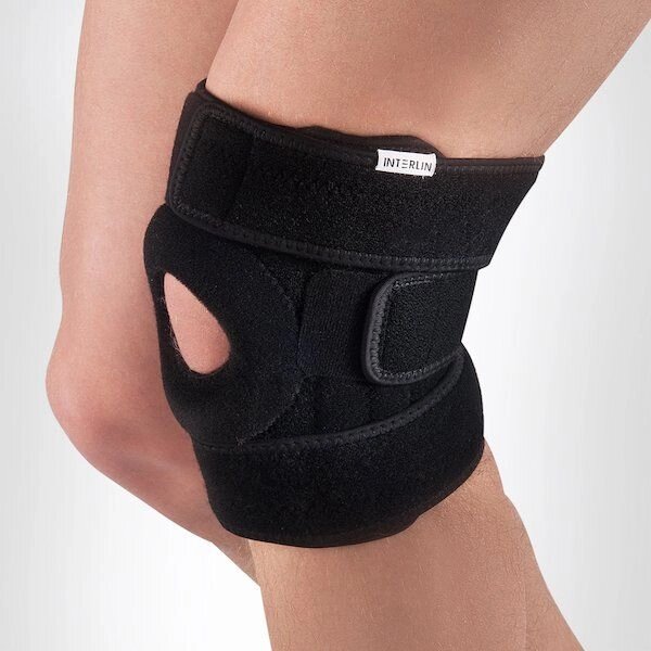 Бандаж на коленный сустав с силиконовым кольцом Интерлин SportSupport SO K01, черный, универсальный от компании Admi - фото 1