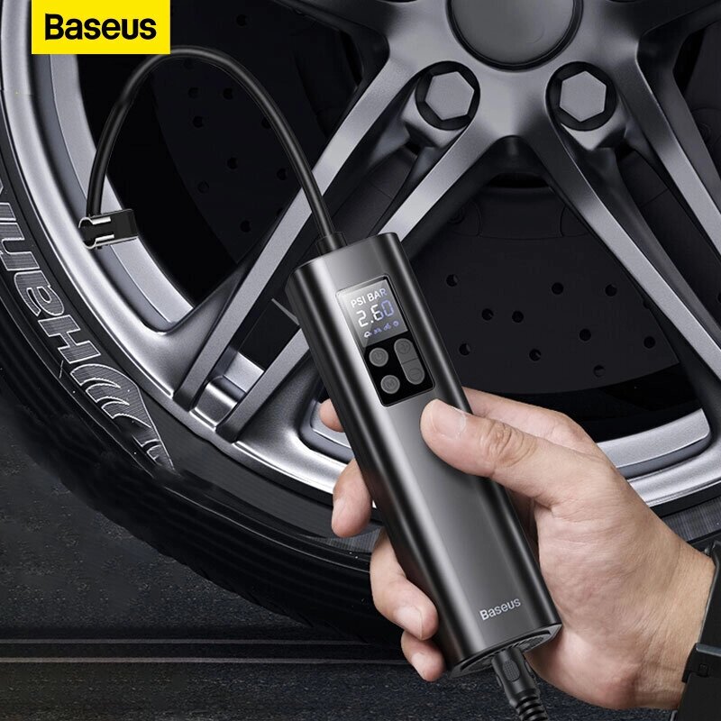 Baseus Авто Портативный воздушный компрессор для накачки шин Насос Авто Цифровой нагнетатель для шин Дисплей Компрессоры от компании Admi - фото 1
