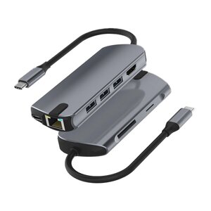 Basix 8 в 1 Тип-C Док-станция Адаптер разветвителя концентратора USB-C с USB3.0 USB-C PD 100 Вт 4K HDMI RJ45 1000 Мбит/с