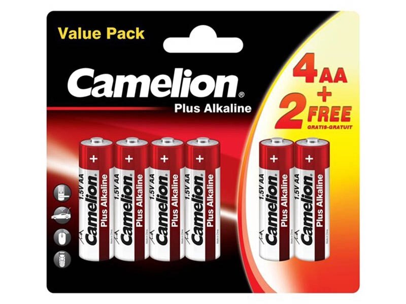 Батарейка AA - Camelion LR6 Plus Alkaline 4+2LR6-BP (4+2 штуки) от компании Admi - фото 1