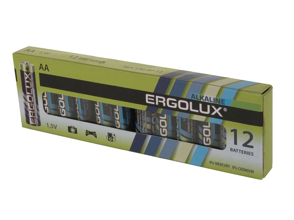 Батарейка AA - Ergolux Alkaline LR6 BP-12 (12 штук) от компании Admi - фото 1