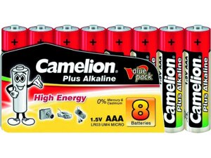 Батарейка AAA - Camelion Alkaline Plus LR03 LR03-SP-8 (8 штук)