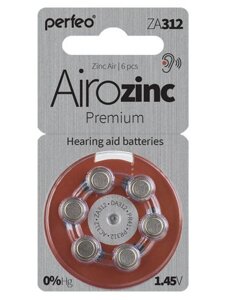 Батарейки Perfeo ZA312/6BL Airozinc Premium (6 штук)