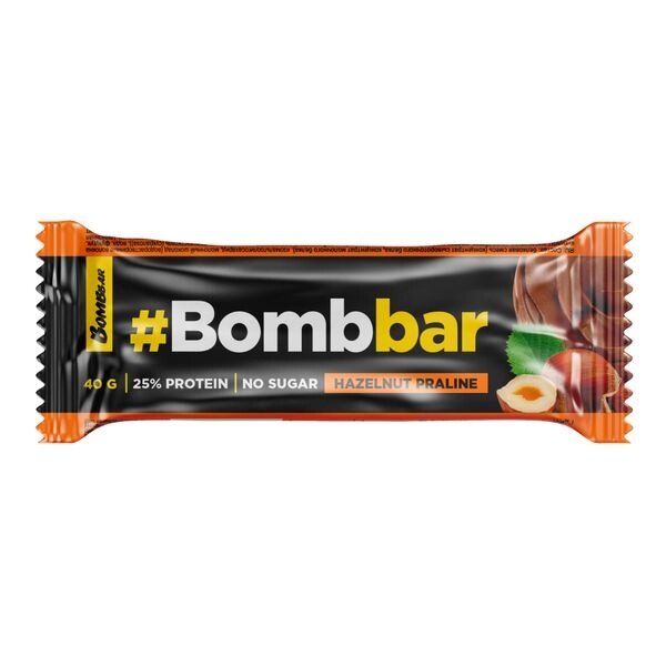 Батончик глазированный фундучное пралине Bombbar 40г от компании Admi - фото 1