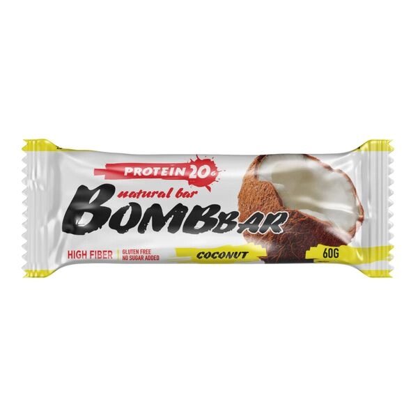 Батончик неглазированный кокос Bombbar 60г от компании Admi - фото 1