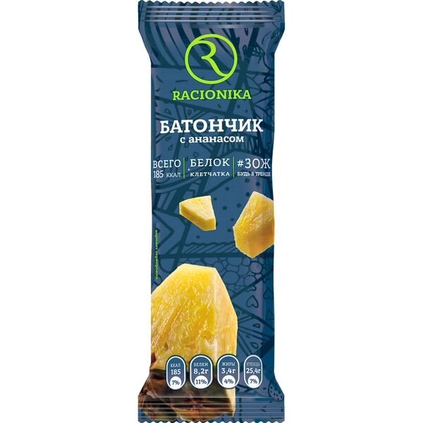Батончик Racionika Diet (Рационика Диет) для похудения в глазури со вкусом ананаса 60 г от компании Admi - фото 1