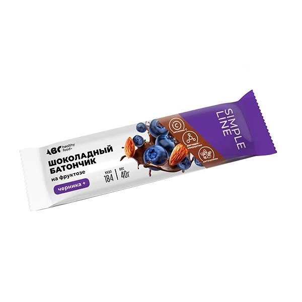 Батончик в шоколадной глазури на фруктозе Витаген-Черника ABC Healthy Food 40г от компании Admi - фото 1