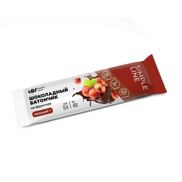 Батончик в шоколадной глазури на фруктозе Витаген-кальций ABC Healthy Food 40г от компании Admi - фото 1