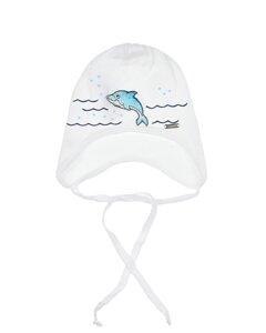 Белая шапка с вышивкой дельфин Il Trenino