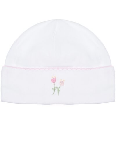 Белая шапка с вышивкой тюльпаны Lyda Baby
