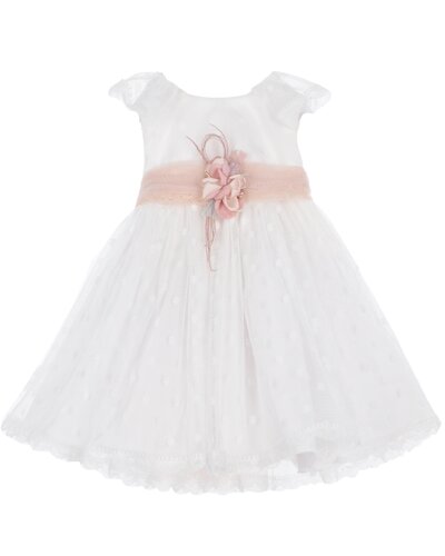 Белое платье с розовым поясом Amaya