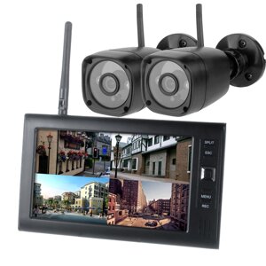 Беспроводная безопасность камера Система Видеорегистратор Комплекты 7-дюймовый четырехканальный Монитор с двумя комплект
