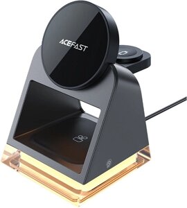 Беспроводное зарядное устройство Acefast E17 - 3 в 1 c LED подсветкой 20.5 W черное
