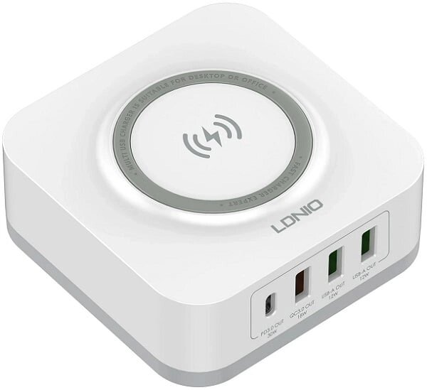 Беспроводное зарядное устройство LDNIO AW004 (3USB + Type-C) 32W белое от компании Admi - фото 1