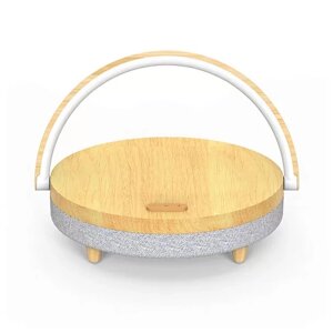 Беспроводное зарядное устройство + ночник+ bluetooth колонка Ezvalo Wireless Charging Music Desk Lamp LYYD01 Wood