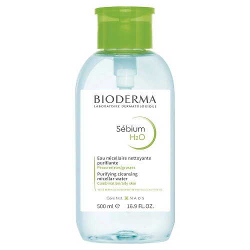 BIODERMA Мицеллярная вода очищающая для жирной и проблемной кожи лица с помпой Sebium 500.0 от компании Admi - фото 1