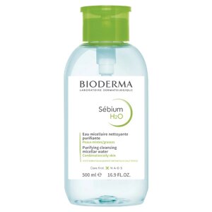 BIODERMA Мицеллярная вода очищающая для жирной и проблемной кожи лица с помпой Sebium 500.0