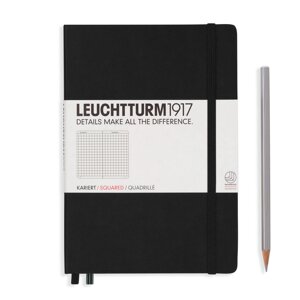Блокнот Leuchtturm1917 Classic A5 (14. 5x21см. ) 80г/м2 - 251 стр. в клетку, твердая обложка, цвет: черный