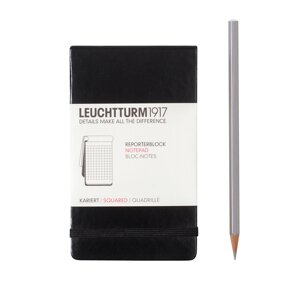 Блокнот Leuchtturm1917 Portrait Pocket A6 (9x15см. ) 80г/м2 - 184 стр. в клетку, твердая обложка, цвет: черный