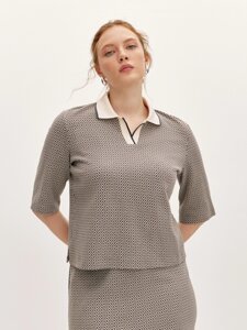 Блуза с воротником в стиле поло (46)