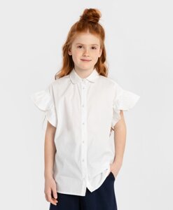 Блузка с короткими рукавами-бабочками белая Button Blue (122)