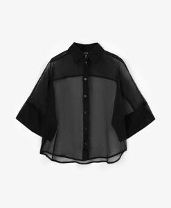 Блузка силуэта оверсайз с рукавами-кимоно черная GLVR (XL)