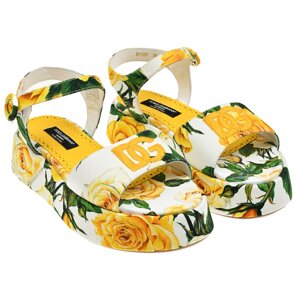 Босоножки на застёжках со сплошным принтом Розы Dolce&Gabbana