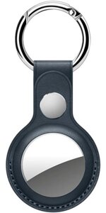 Брелок Deppa для AirTag, кожаный, синий (с кольцом для ключей)