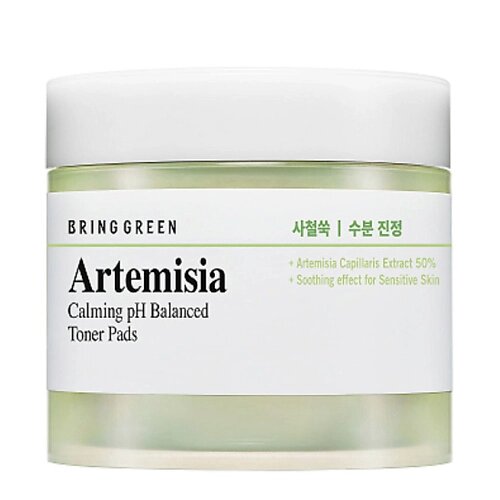 BRING GREEN Диски для лица успокаивающие регулирующие pH кожи с полынью Artemisia Calming pH Balanced Toner Pads от компании Admi - фото 1