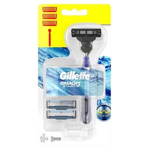 Бритва безопасная с 2 сменными кассетами Mach3 Start Gillette/Жиллетт (81655033)