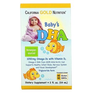 California GOLD nutrition дгк для детей омега-3 с витамином D3 1050 мг baby'S dha
