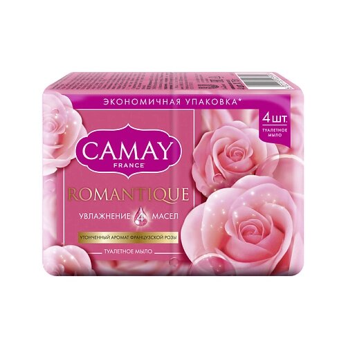 CAMAY Мыло твердое парфюмированное мультипак с ароматом французской розы Romantique