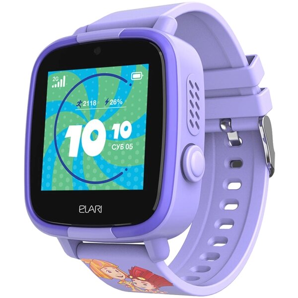 Часы-телефон ELARI детские FixiTime Fun, фиолетовые от компании Admi - фото 1