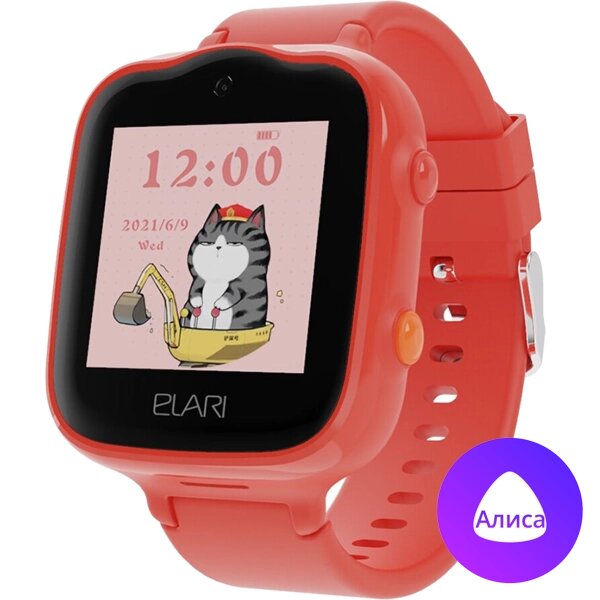 Часы-телефон ELARI детские KidPhone 4G Bubble, красные от компании Admi - фото 1