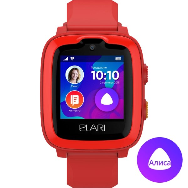 Часы-телефон ELARI детские KidPhone 4G с Алисой и GPS, красные от компании Admi - фото 1