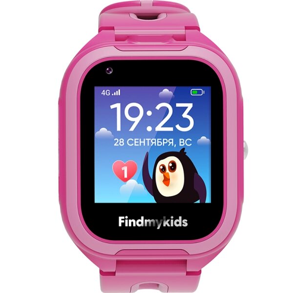 Часы-телефон FindMyKids детские 4G Go, розовые от компании Admi - фото 1