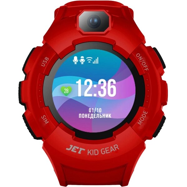 Часы-телефон JET Kid Gear, черно-красные от компании Admi - фото 1