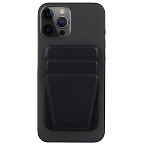 Чехол-бумажник Uniq MagSafe LYFT Magnetic для iPhone, экокожа, черный
