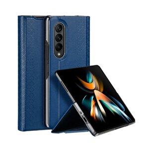 Чехол книжка Dux Ducis Bril series для Samsung Galaxy Z Fold 5 под кожу темно-синий