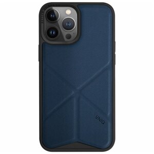 Чехол-крышка Uniq MagSafe Transforma для iPhone 14 Pro Max, экокожа, синий