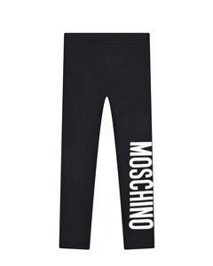 Черные леггинсы с белым лого Moschino