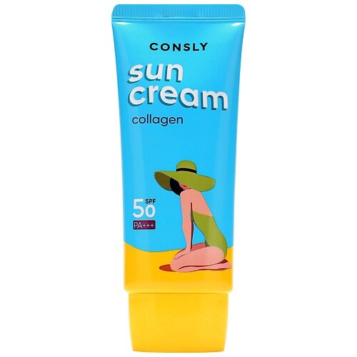 CONSLY Крем солнцезащитный с морским коллагеном SPF 50/PA для нормальной и сухой кожи Sunblock With Marine Collagen Spf 50+/Pa+++ For Normal And Dry Skin от компании Admi - фото 1