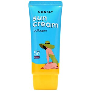 CONSLY Крем солнцезащитный с морским коллагеном SPF 50/PA для нормальной и сухой кожи Sunblock With Marine Collagen Spf 50+Pa For Normal And Dry Skin